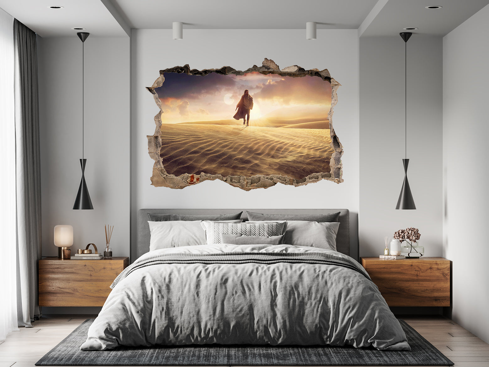 Obi Wan Star Wars 3D Smashed Broken Decal Wall Sticker JS174