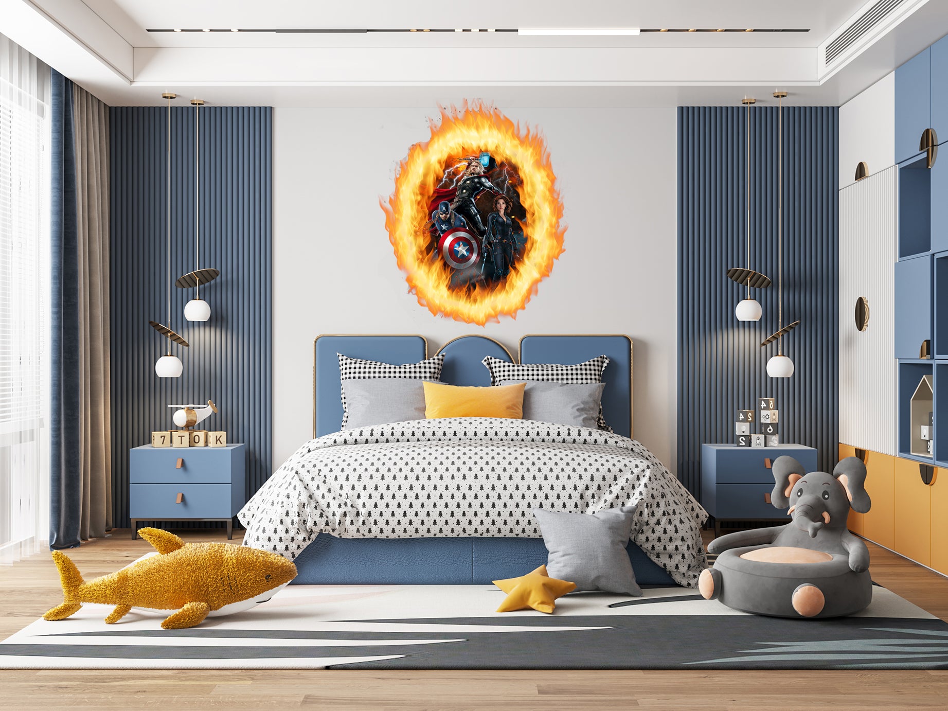 Super Heros 3D Ring Of Fire Effect Wall Sticker Super Hero Decal WC415