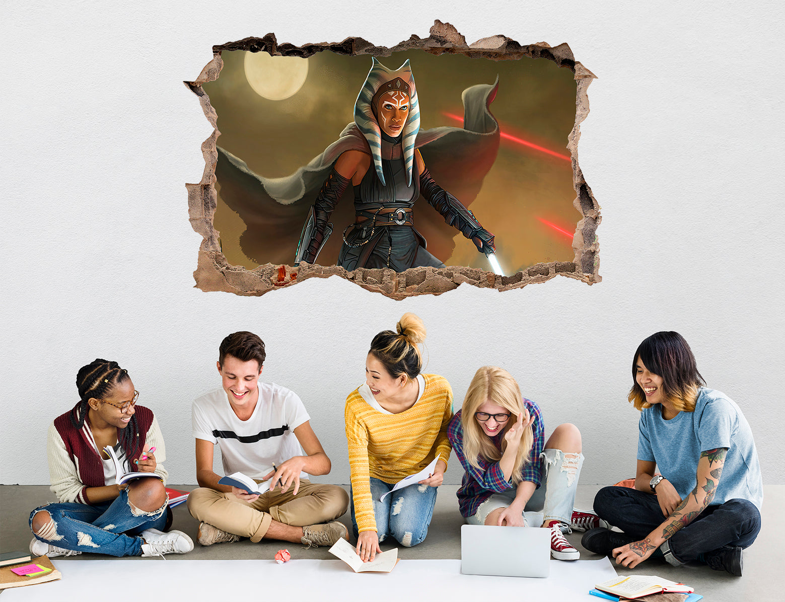 Ahsoka Tano Star Wars 3D Smashed Broken Decal Wall Sticker JS167