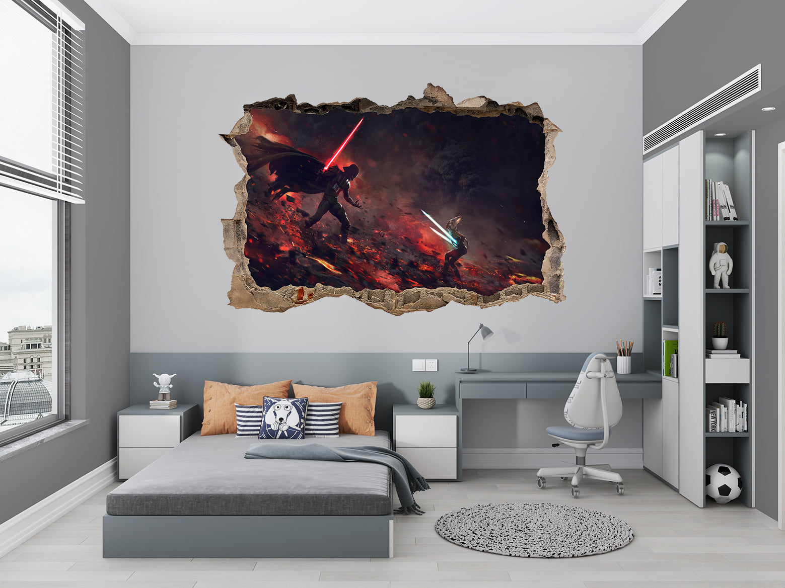 Ahsoka Tano Vs Darth Vader Star Wars 3D Smashed Broken Decal Wall Sticker JS173