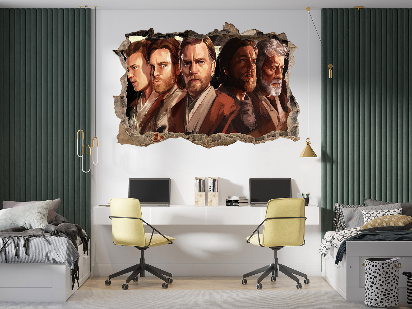 Obi Wan Star Wars 3D Smashed Broken Decal Wall Sticker JS181
