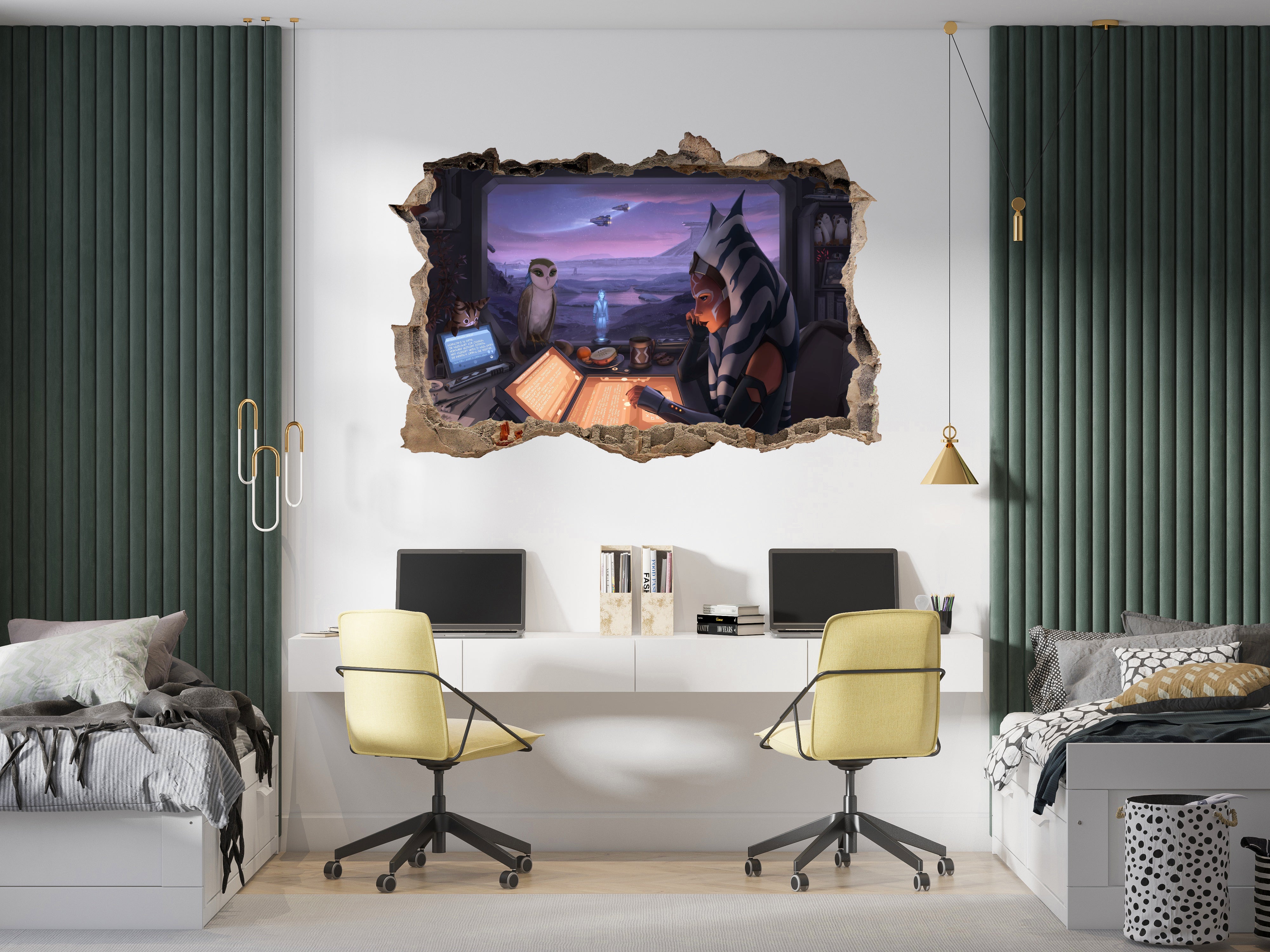 Ahsoka Tano Star Wars 3D Smashed Broken Decal Wall Sticker JS165
