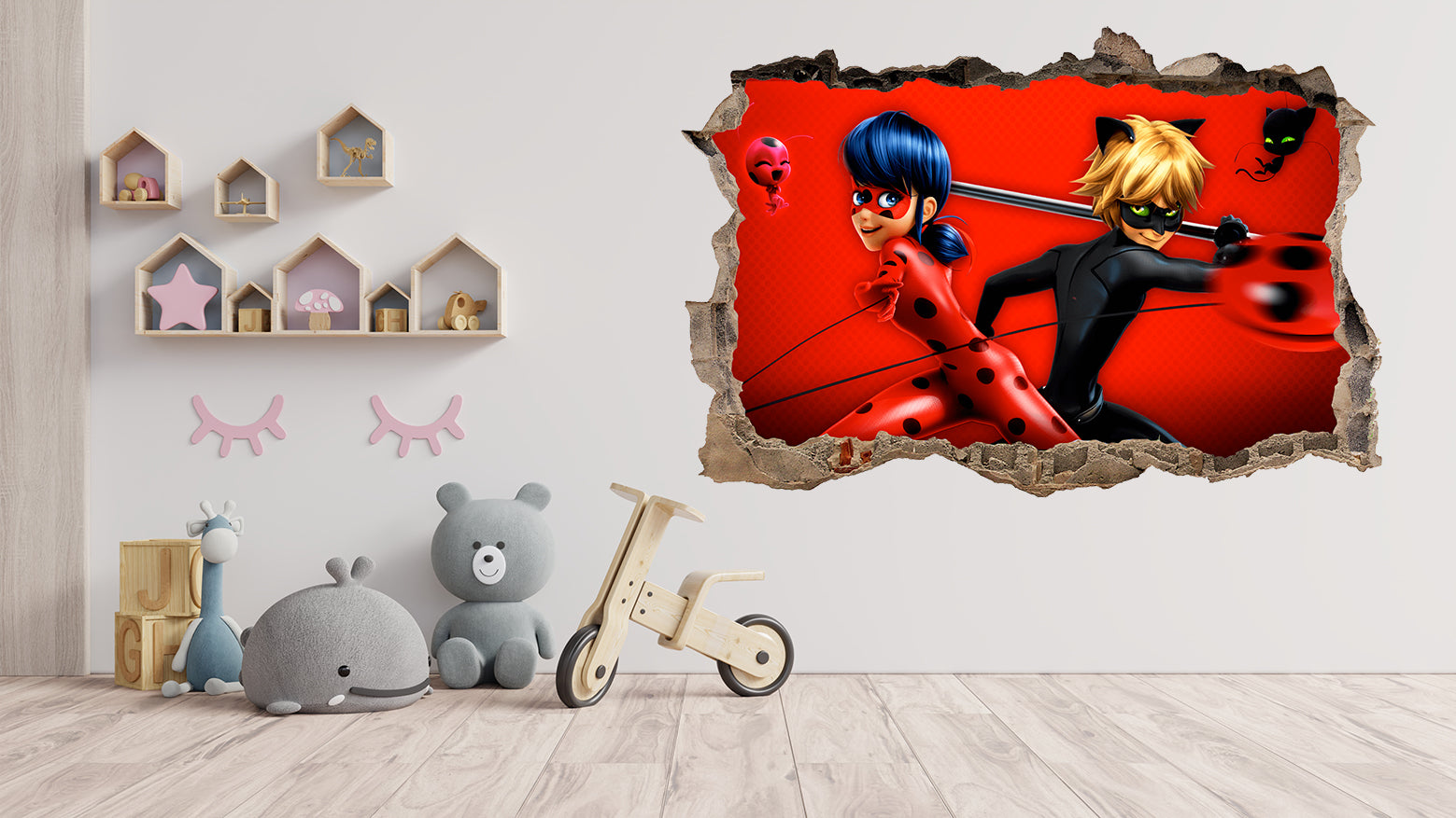 Kids TV Series Characters 3D Smashed Broken Decal Wall Sticker JS162