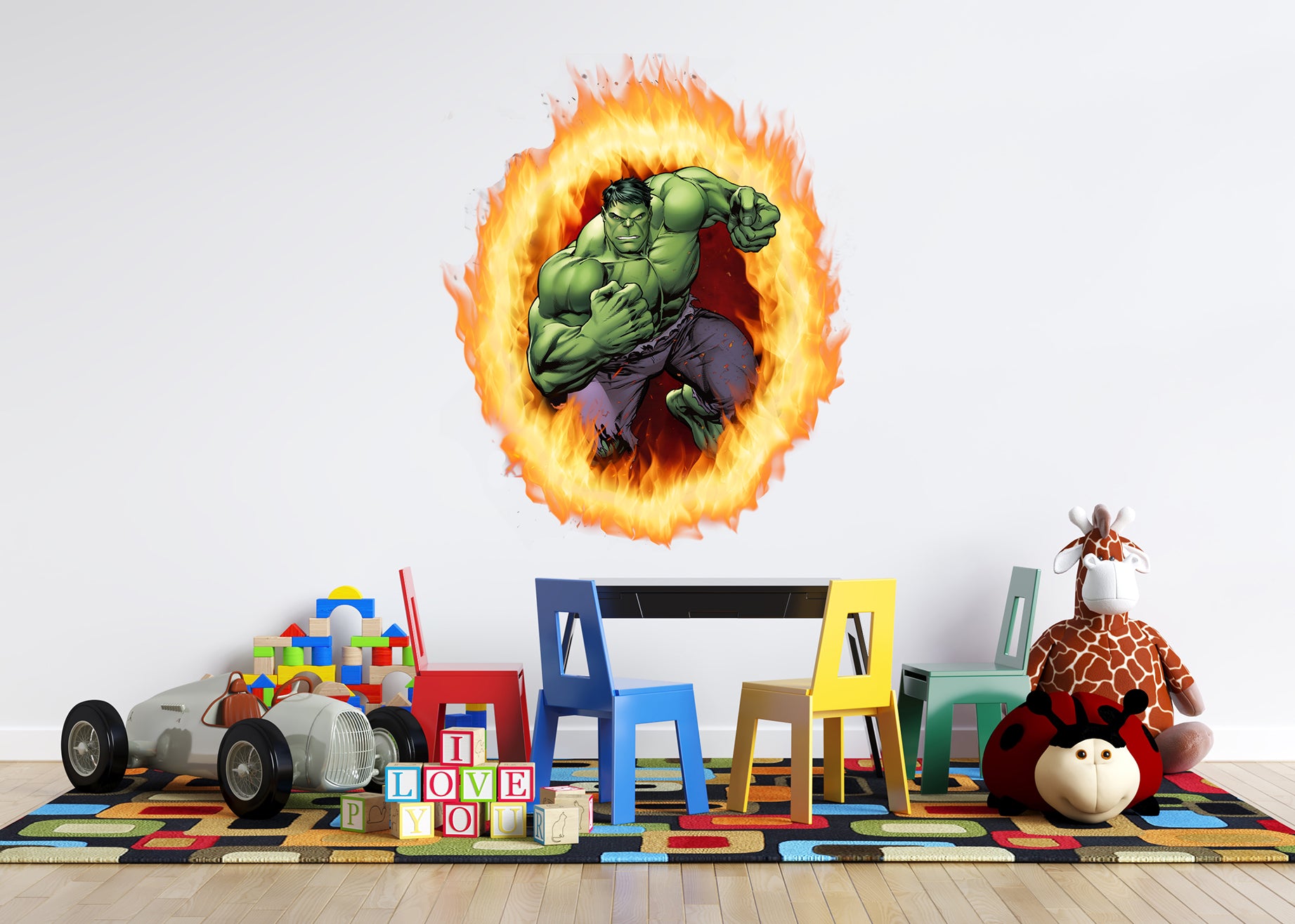 Hulk 3D Ring Of Fire Effect Wall Sticker Super Hero Decal WC409