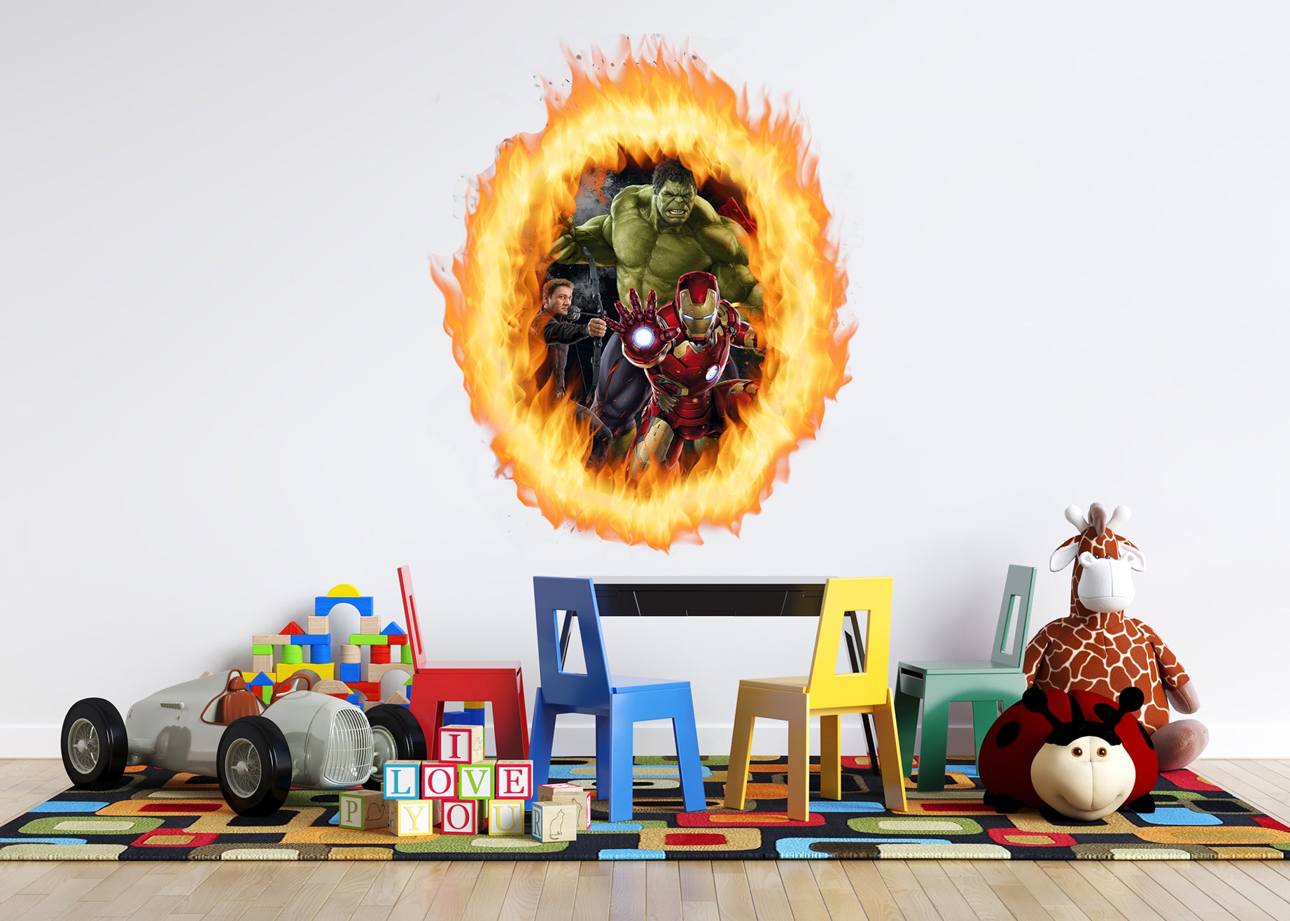 Super Heros 3D Ring Of Fire Effect Wall Sticker Super Hero Decal WC414