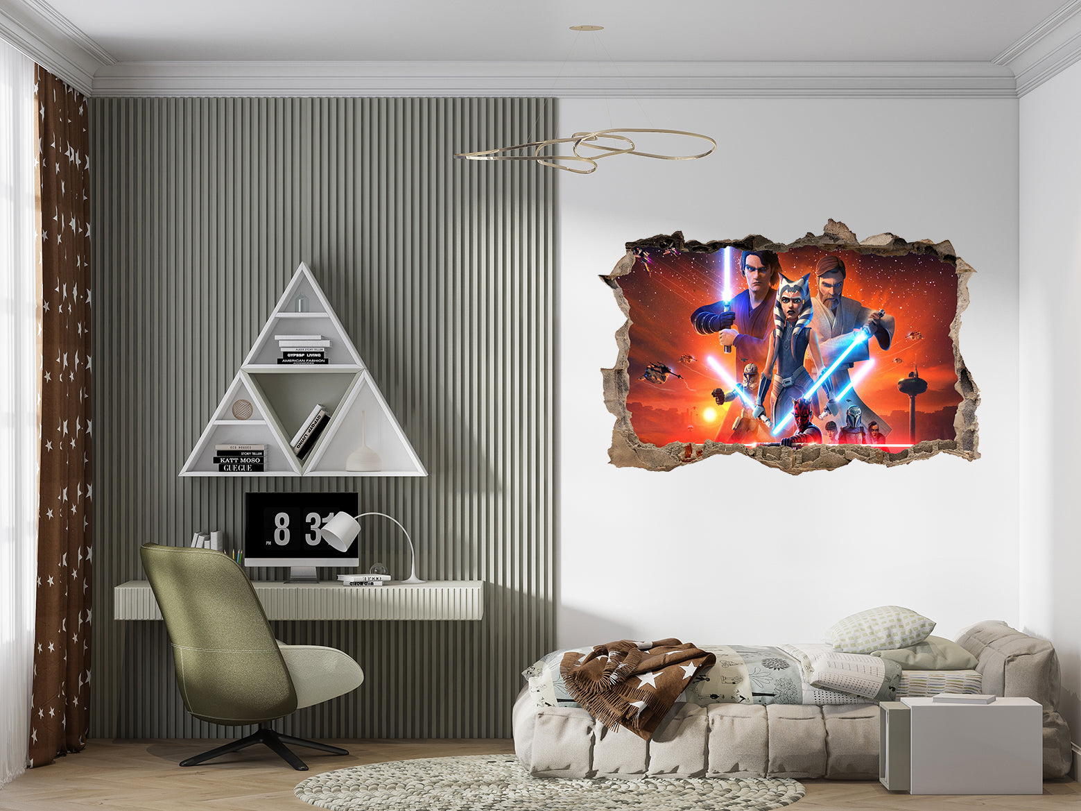 Ahsoka Tano Star Wars 3D Smashed Broken Decal Wall Sticker JS172