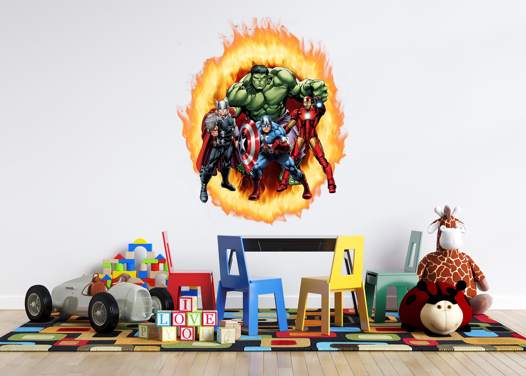 Super Heros 3D Ring Of Fire Effect Wall Sticker Super Hero Decal WC413