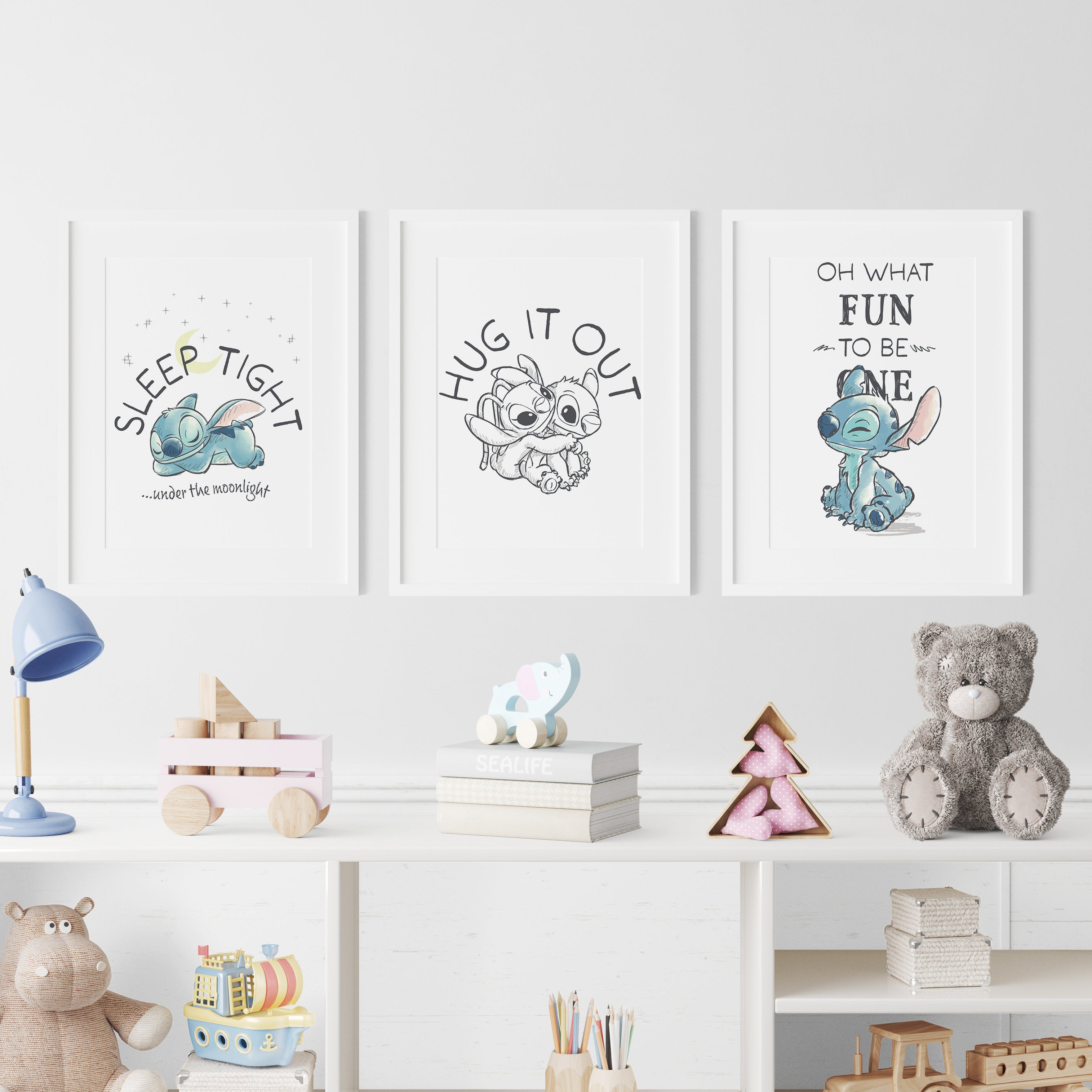 Stitch 'Hug It Out' Wall Poster Premium Paper Print - Multiple Sizes Available