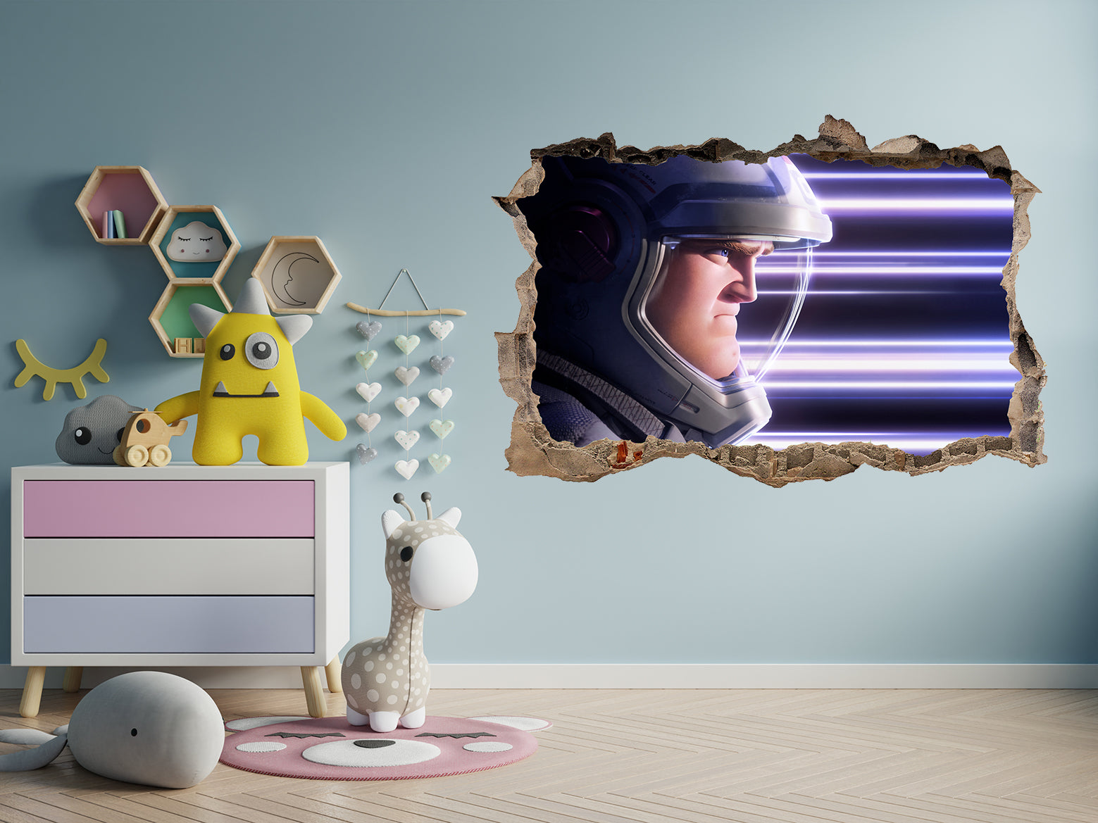 Lightyear Toy Story 3D Smashed Broken Decal Wall Sticker JS152