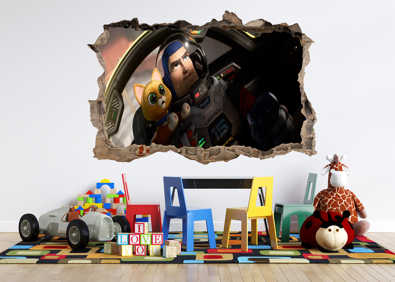 Lightyear Toy Story 3D Smashed Broken Decal Wall Sticker JS157