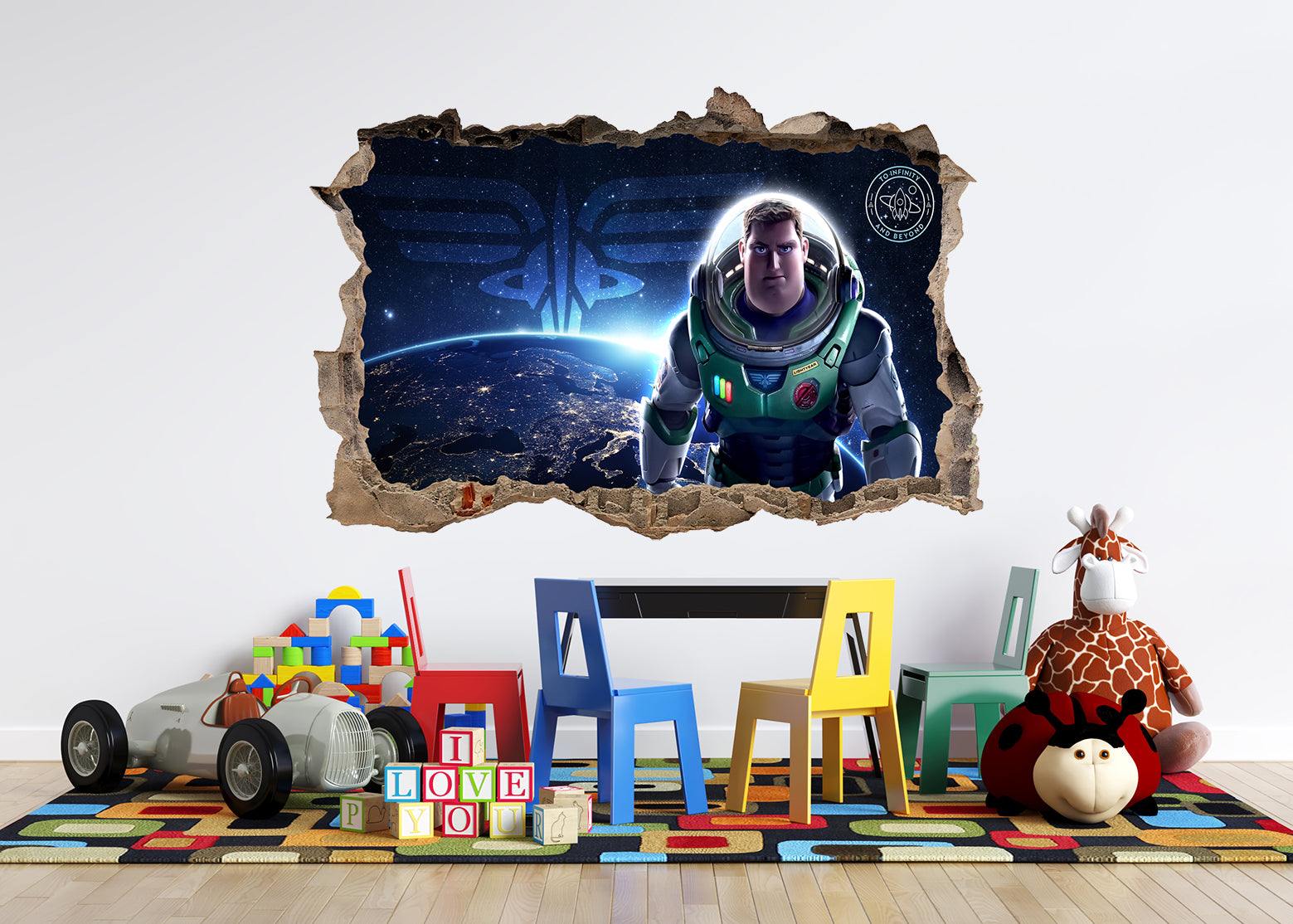 Lightyear Toy Story 3D Smashed Broken Decal Wall Sticker JS151