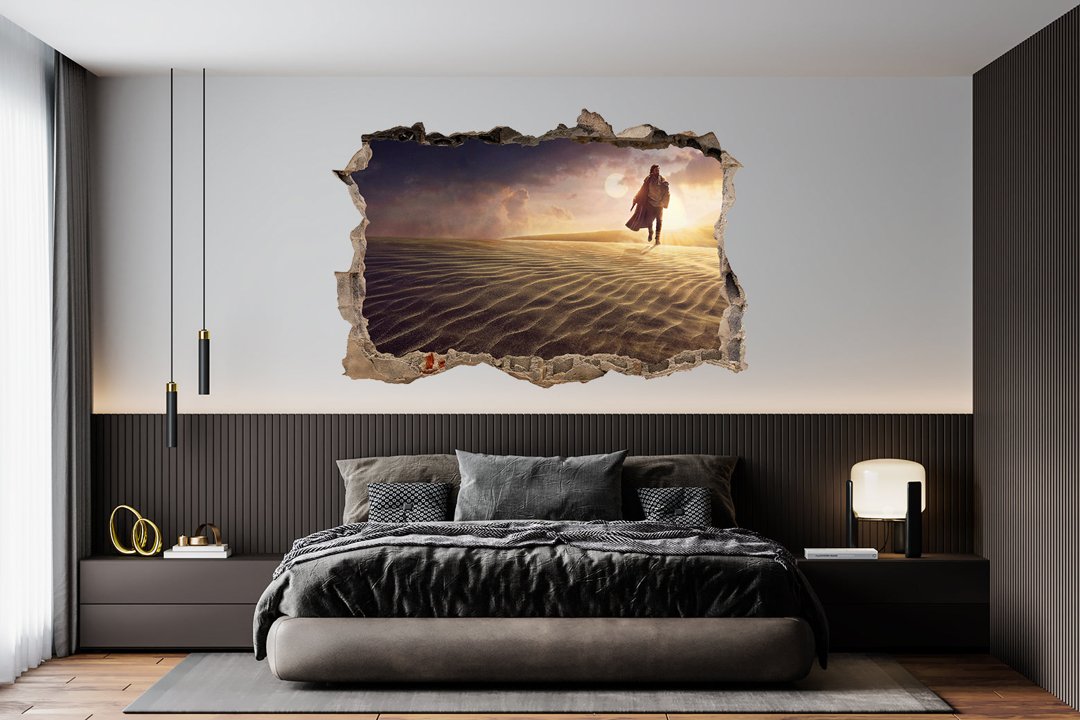 Obi Wan Star Wars 3D Smashed Broken Decal Wall Sticker JS180