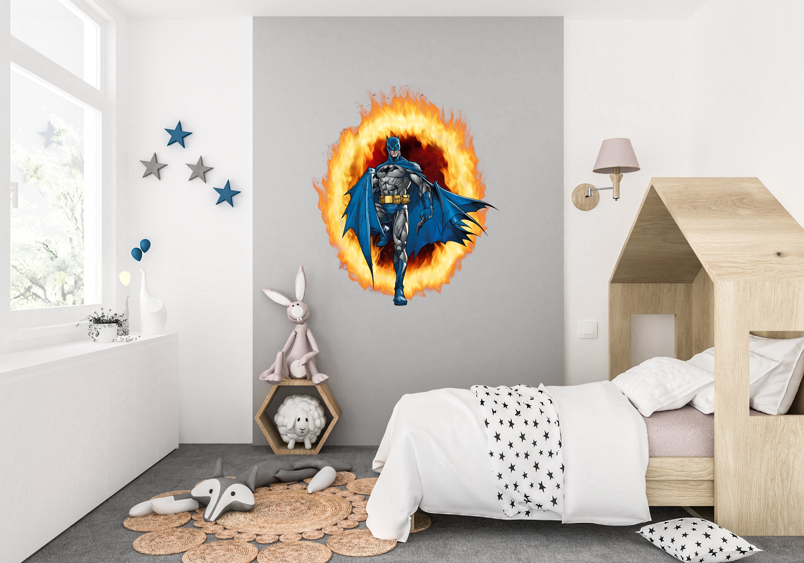 Batman 3D Ring Of Fire Effect Wall Sticker Super Hero Decal WC406