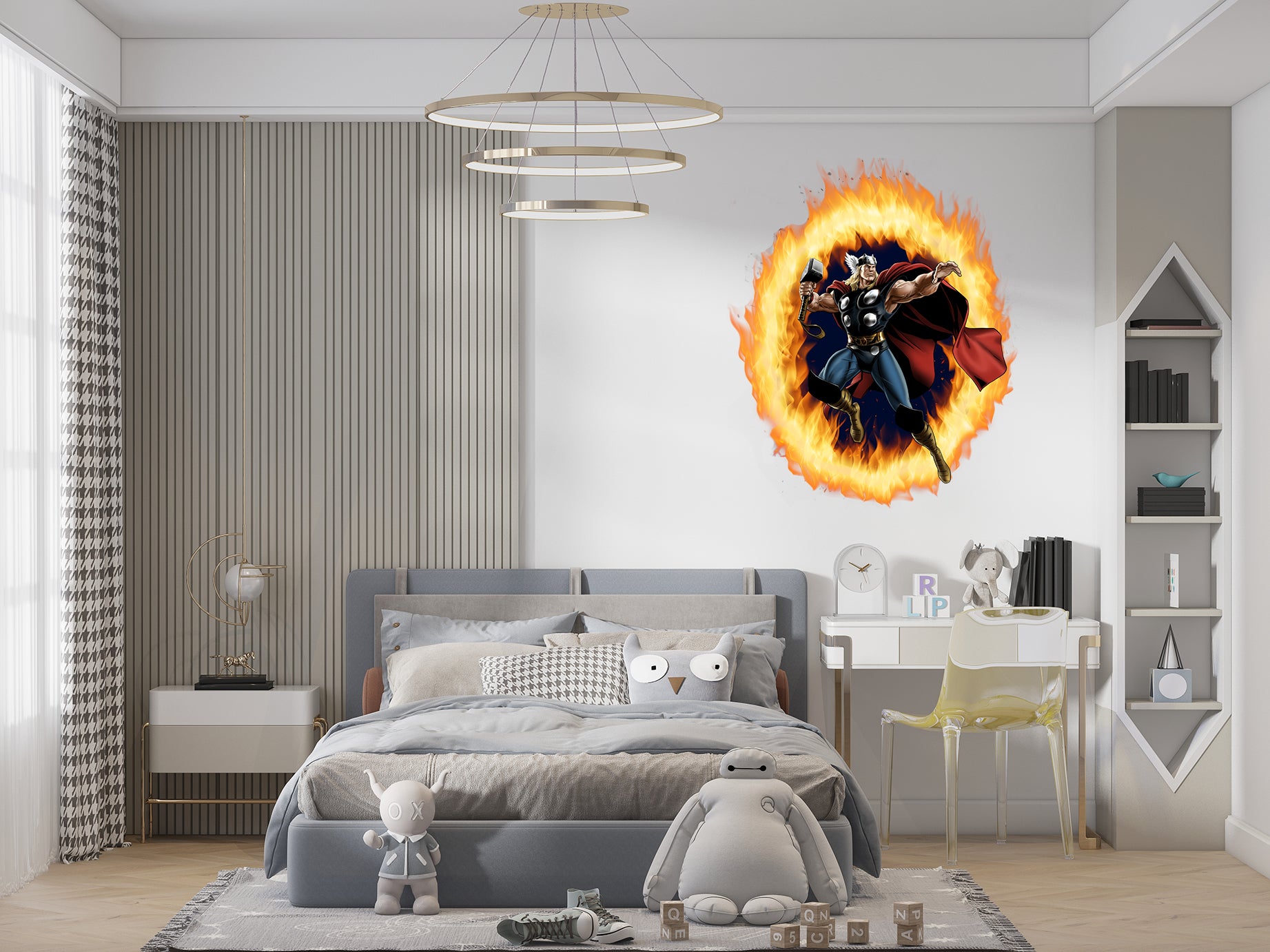 Thor 3D Ring Of Fire Effect Wall Sticker Super Hero Decal WC408