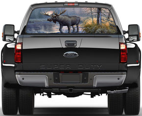 Moose Car Rear Window See-Through Net Decal