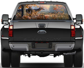 Whitetail Deer Car Rear Window See-Through Net Decal