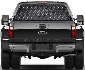Riveted Black Metal Car Rear Window See-Through Net Decal
