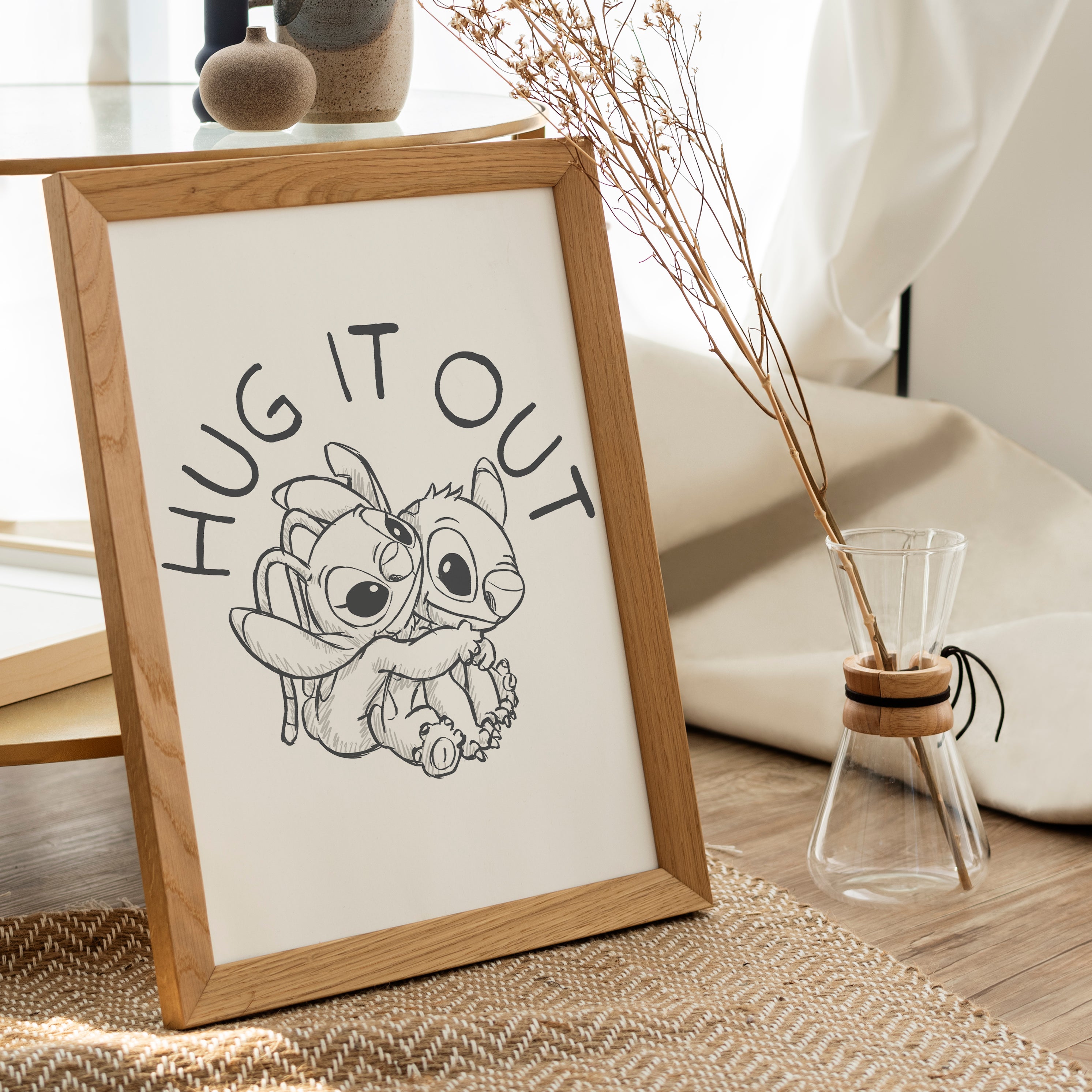 Stitch 'Hug It Out' Wall Poster Premium Paper Print - Multiple Sizes Available