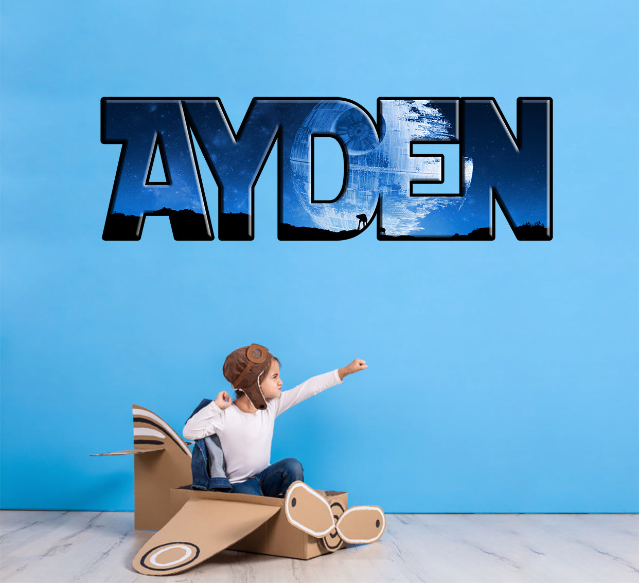DEATH STAR Star Wars Personalized Custom Name Wall Sticker Decal WP208