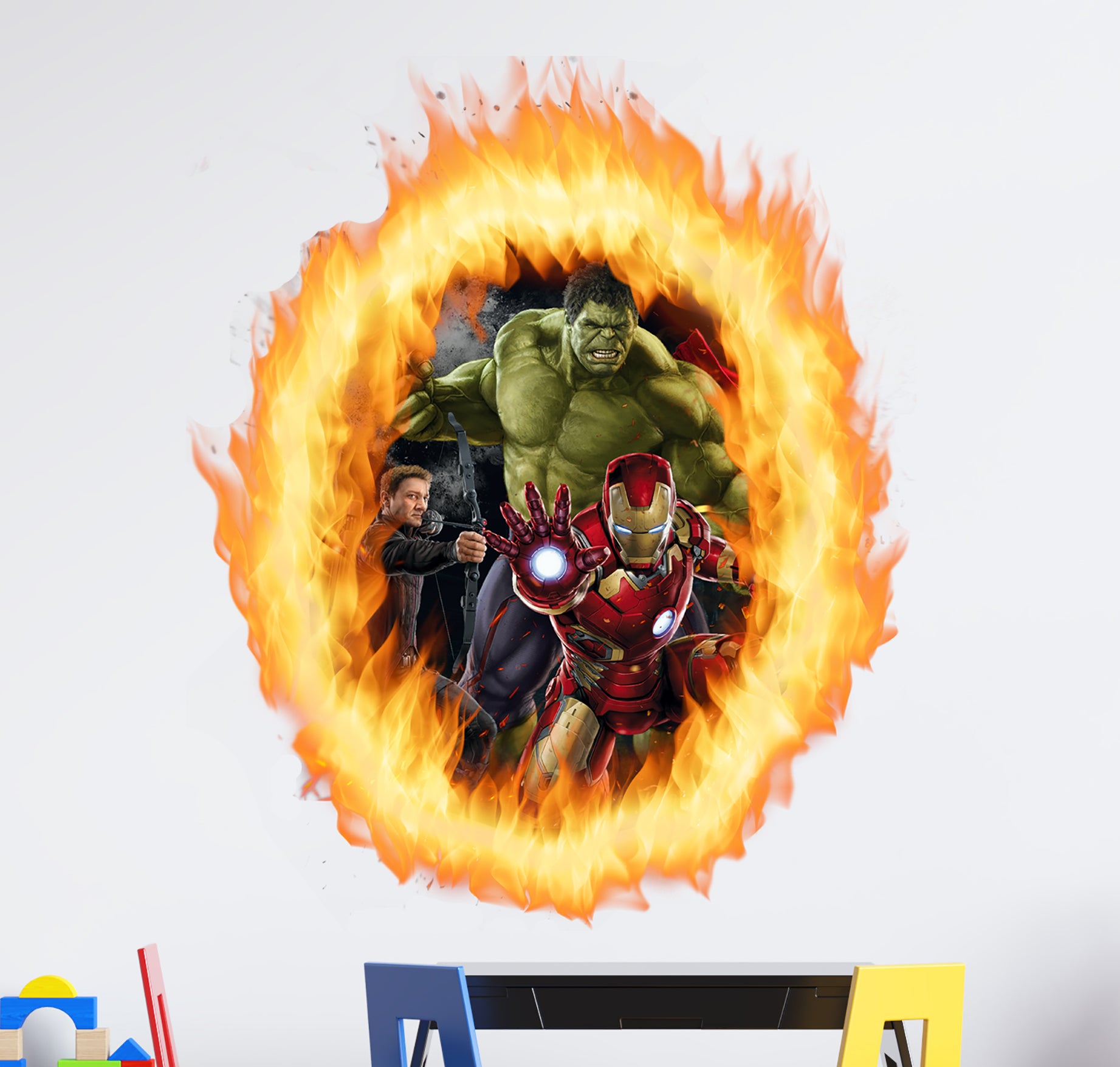 Super Heros 3D Ring Of Fire Effect Wall Sticker Super Hero Decal WC414