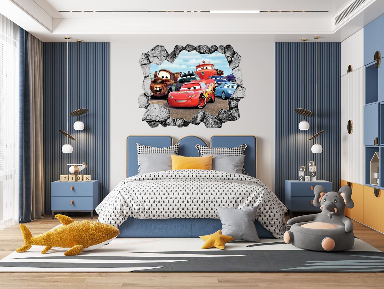 Cars 3D Explosion Effect Wall Sticker Decal WC418