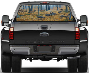 Wild Turkey & Deer Car Rear Window See-Through Net Decal