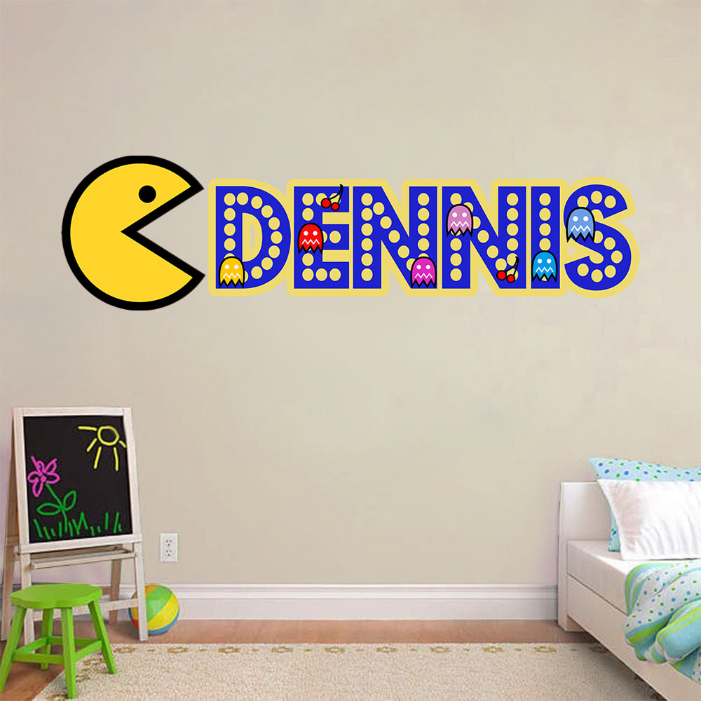 Pac-Man Classic Personalized Custom Name Wall Sticker Decal WP205