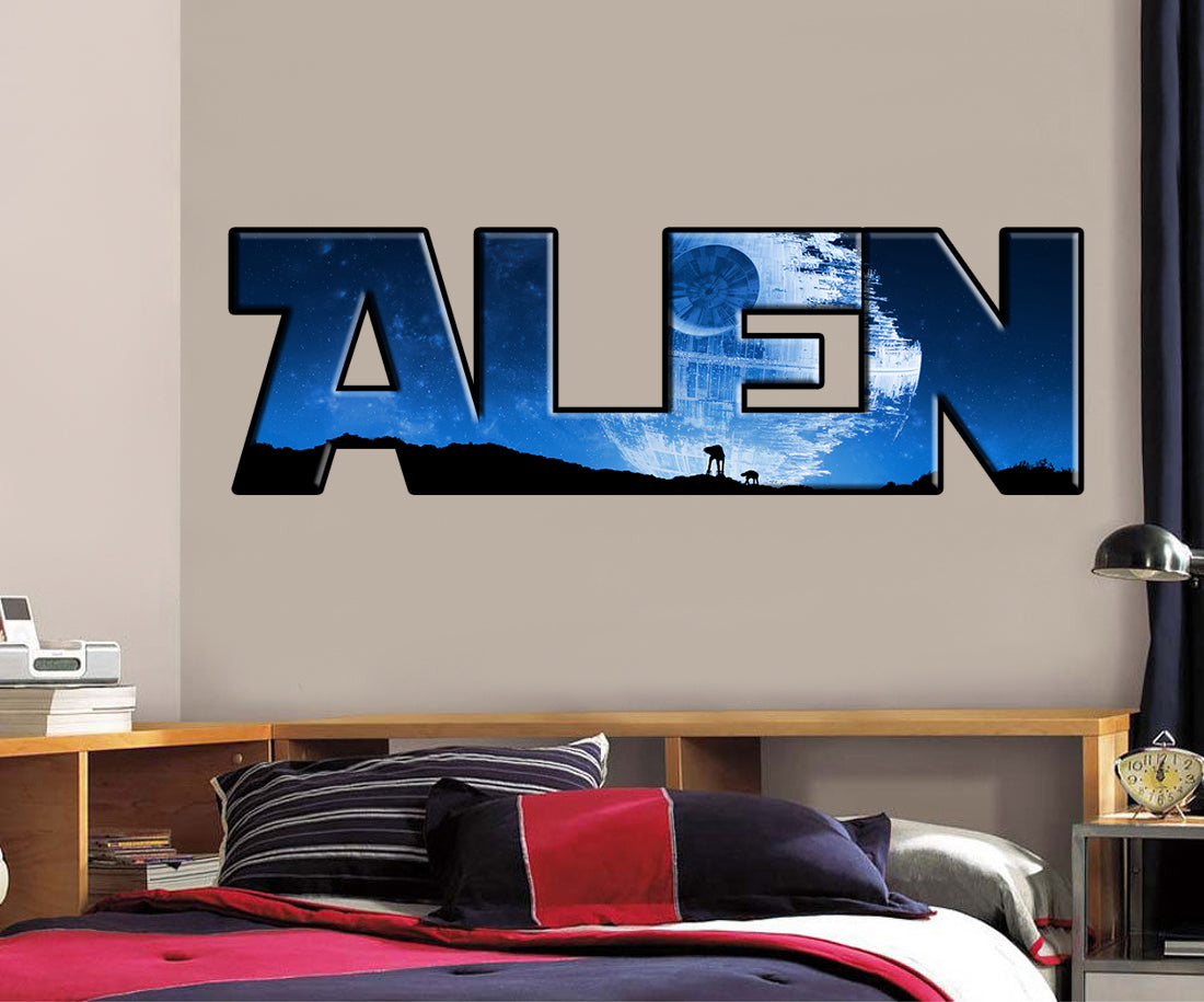 DEATH STAR Star Wars Personalized Custom Name Wall Sticker Decal WP208