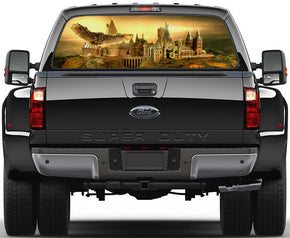 Harry Potter Hogwarts Castle Car Rear Window See-Through Net Decal 404