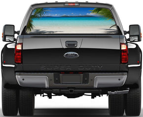 Tropical Exotic Beach Car Rear Window See-Through Net Decal