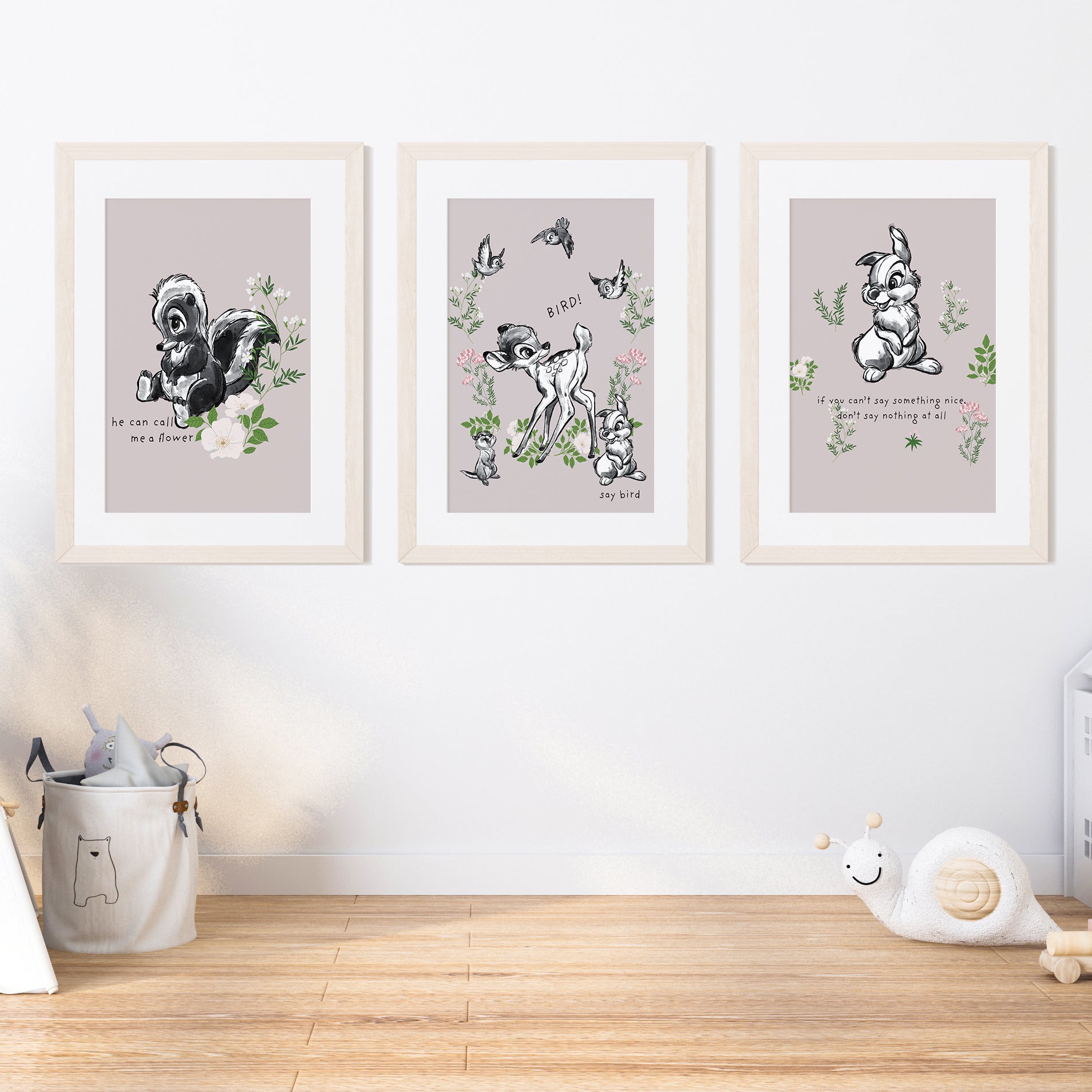 Flower Bambi Minimalist Wall Poster Premium Paper Print - Multiple Sizes Available