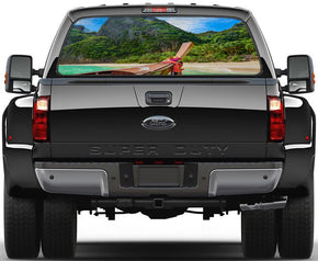 Thailand Exotic Beach Car Rear Window See-Through Net Decal