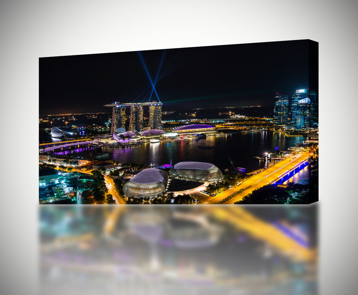 Singapour Marina Night Canvas Print Giclee