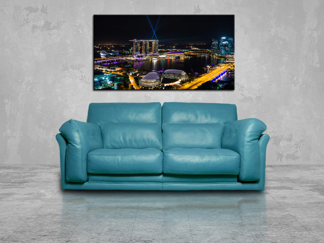Singapour Marina Night Canvas Print Giclee
