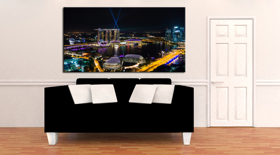 Singapour Marina Night Canvas Print Giclee