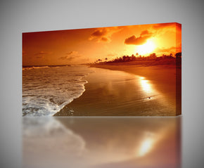 Giclee d’impression de toile de coucher du soleil de plage