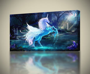 Unicorn Lake Fantasy Canvas Print Giclee