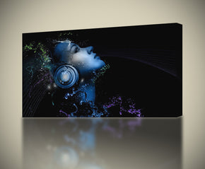 Abstract DJ GIRL Casque Canvas Print Giclee