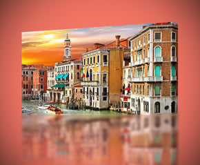 Venise Canal Sunset Landscape Canvas Print Giclee