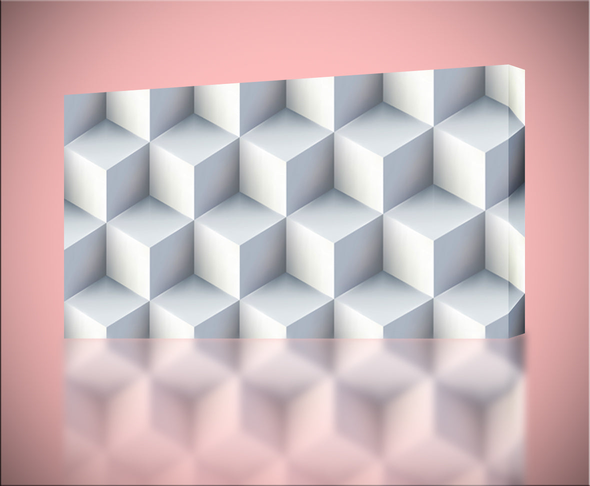White 3D Cubes Canvas Print Giclee