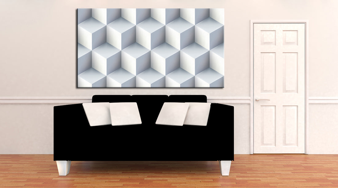 White 3D Cubes Canvas Print Giclee