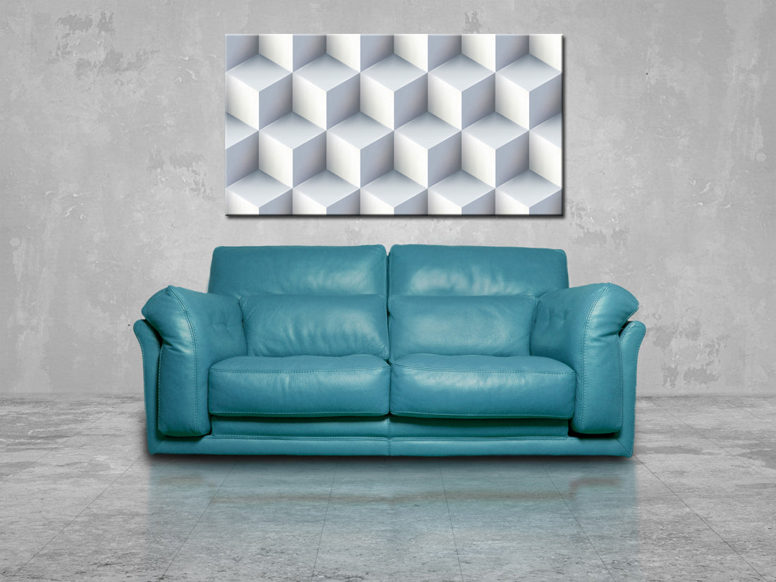 White 3D Cubes Canvas Print Giclee