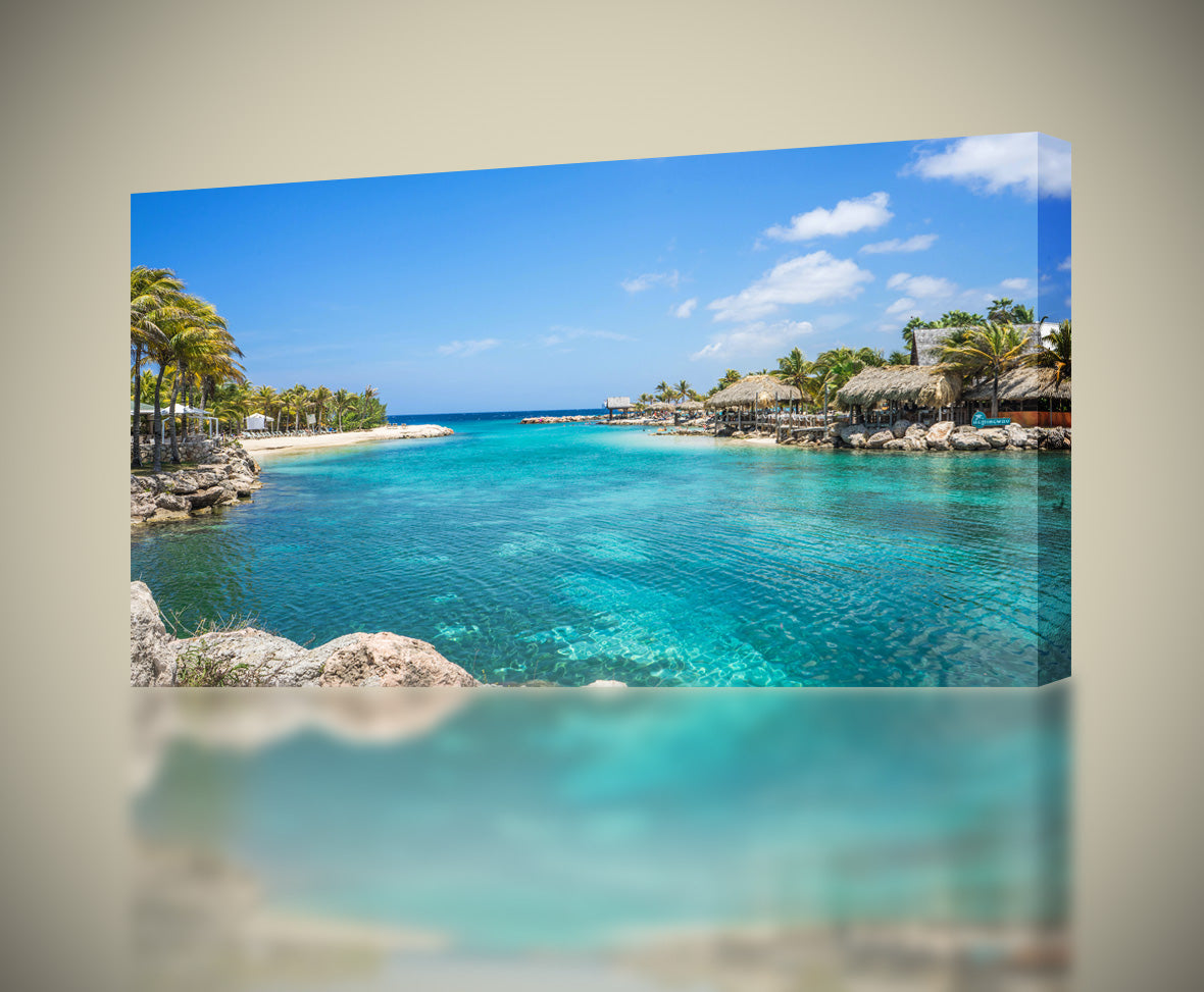 Exotic Beach Cabins Canvas Print Giclee