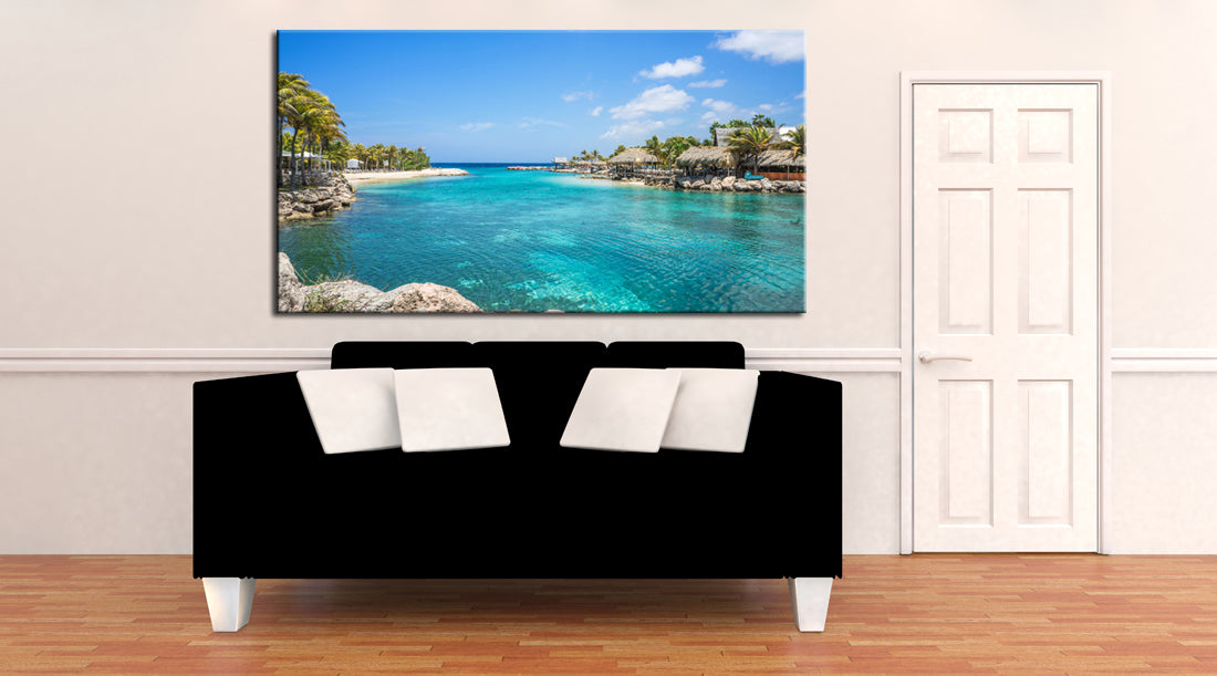 Exotic Beach Cabins Canvas Print Giclee