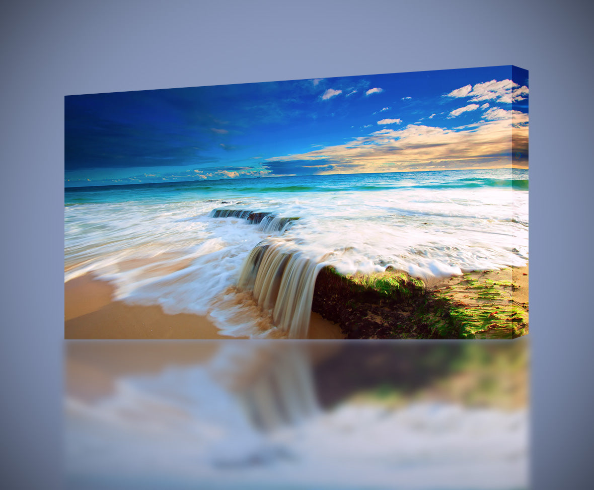 Exotic Beach Waterfall Canvas Print Giclee
