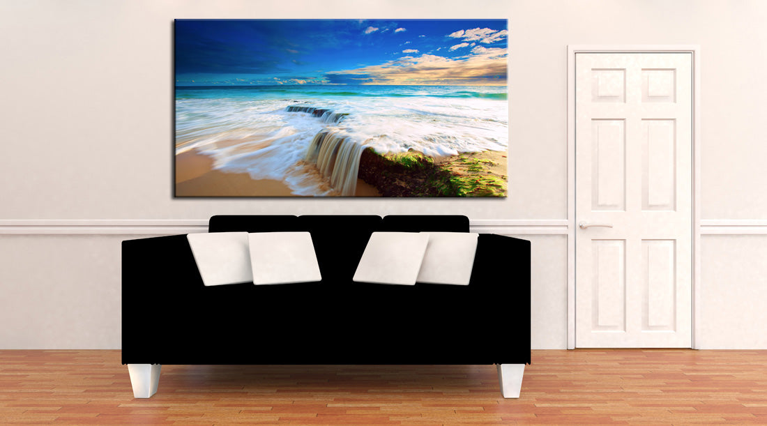 Exotic Beach Waterfall Canvas Print Giclee