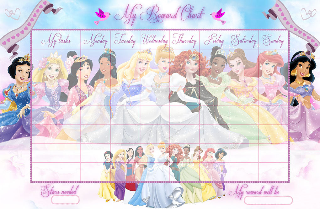 Disney Princess REWARD CHART Decal WALL STICKER Kids CC012