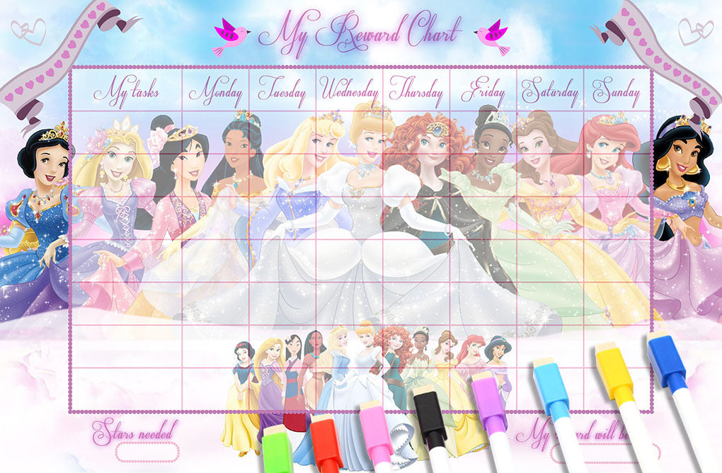 Disney Princess REWARD CHART Decal WALL STICKER Kids CC012
