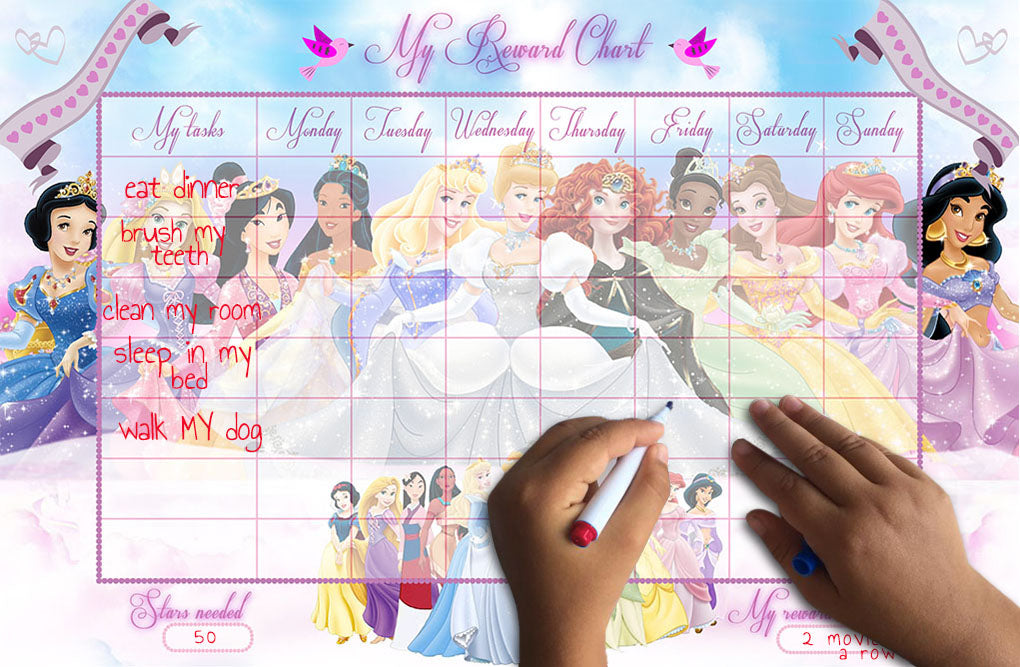 Disney Princess REWARD CHART Decal WALL STICKER Kids CC012