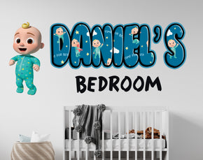 Cocomelon personnalisé nom personnalisé sticker mural autocollant WP298